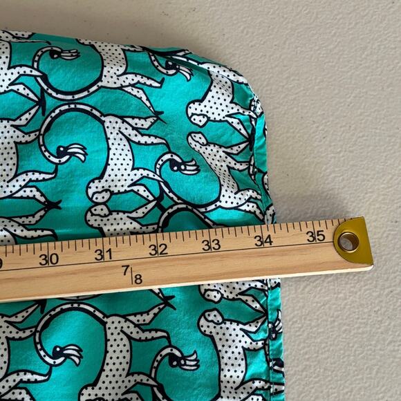 Crown & Ivy Women Size 10 Green Animal Print Monkey Drawstring Waist Shirt Dress - Picture 6 of 9